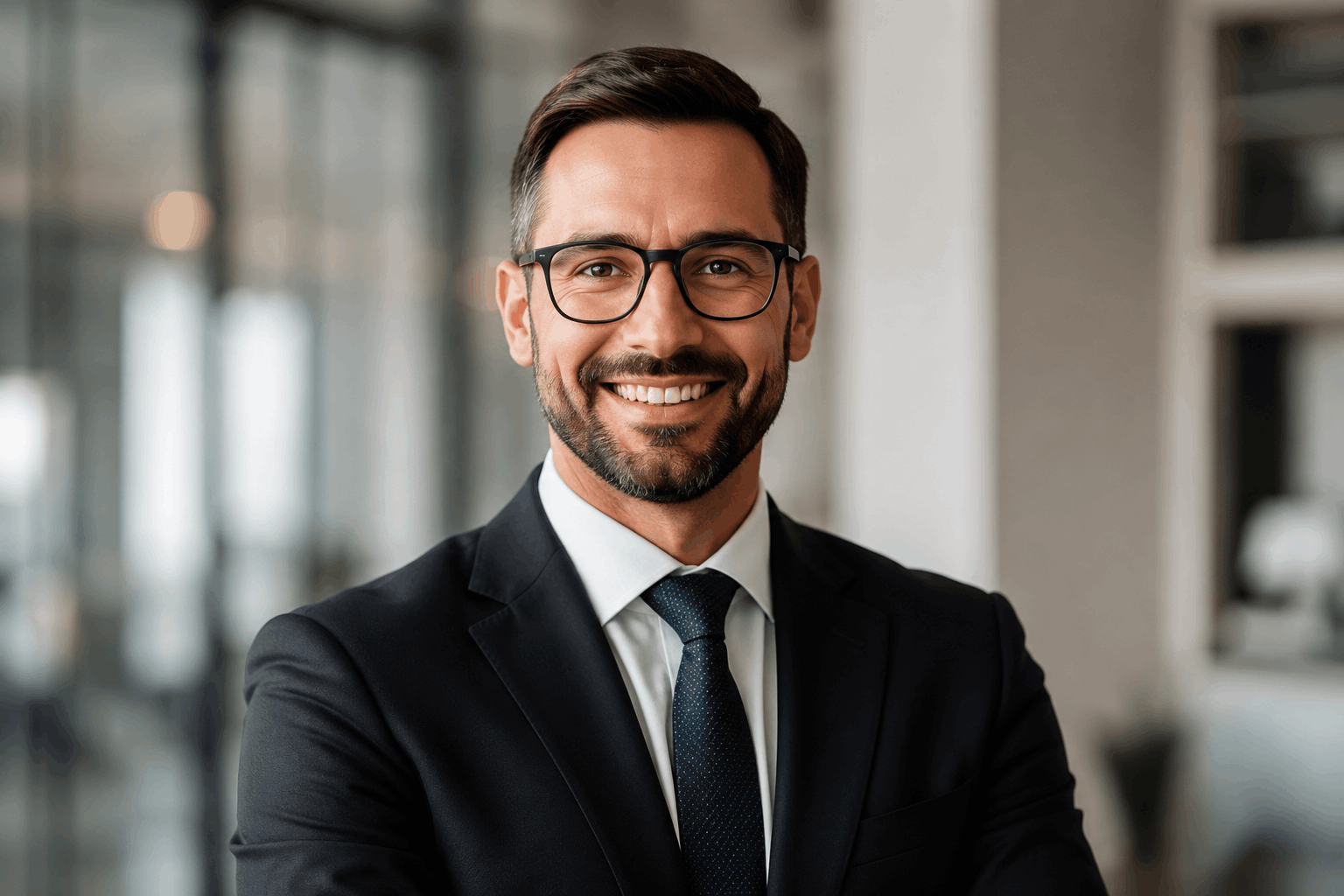 Professional insurance broker ready to assist a business client