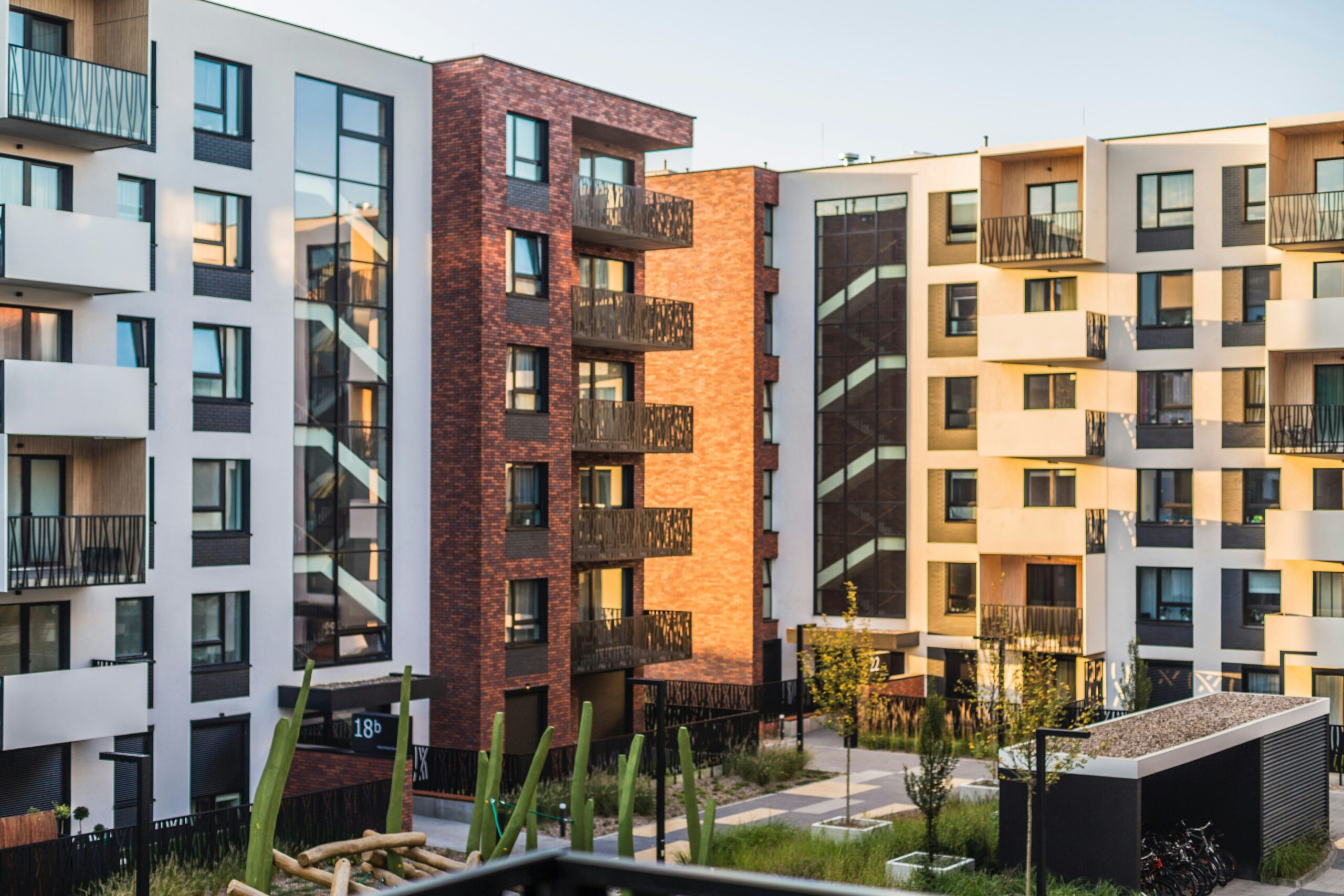 Apartment complex and shared common property for strata insurance